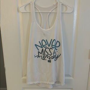 Xersion White Tank Top with Blue Logo